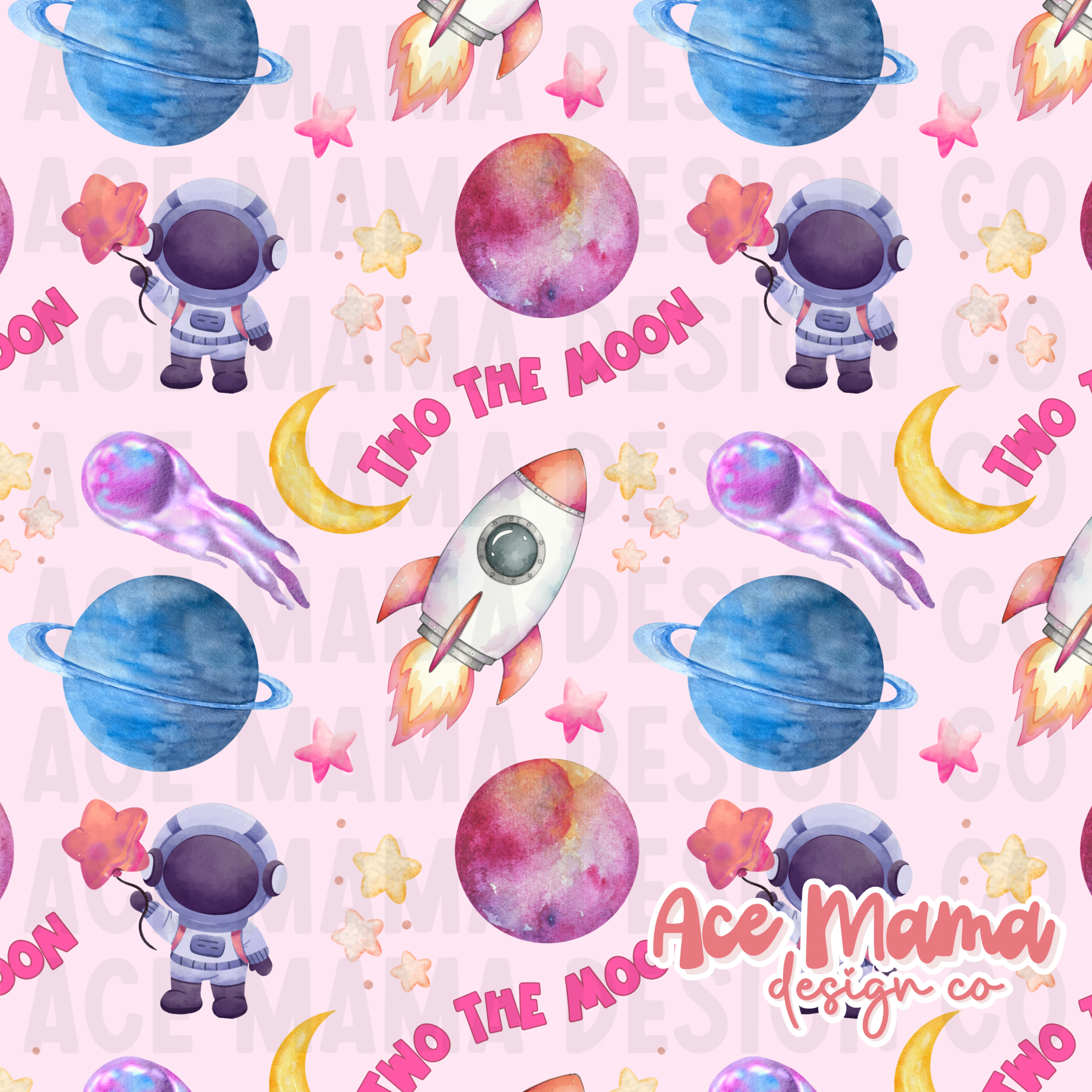 Two the Moon Birthday Seamless