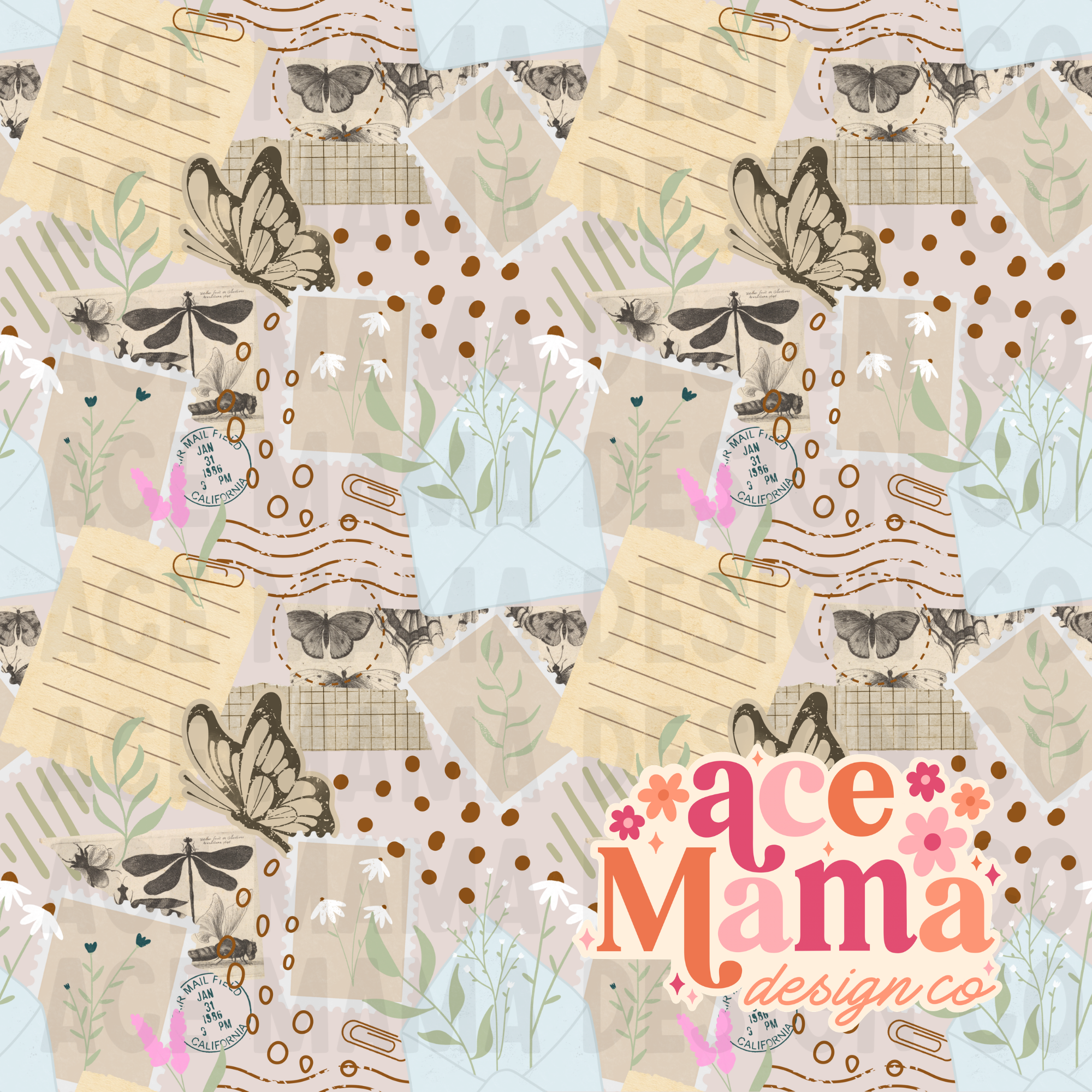 Scrapbook Nature Collage Seamless