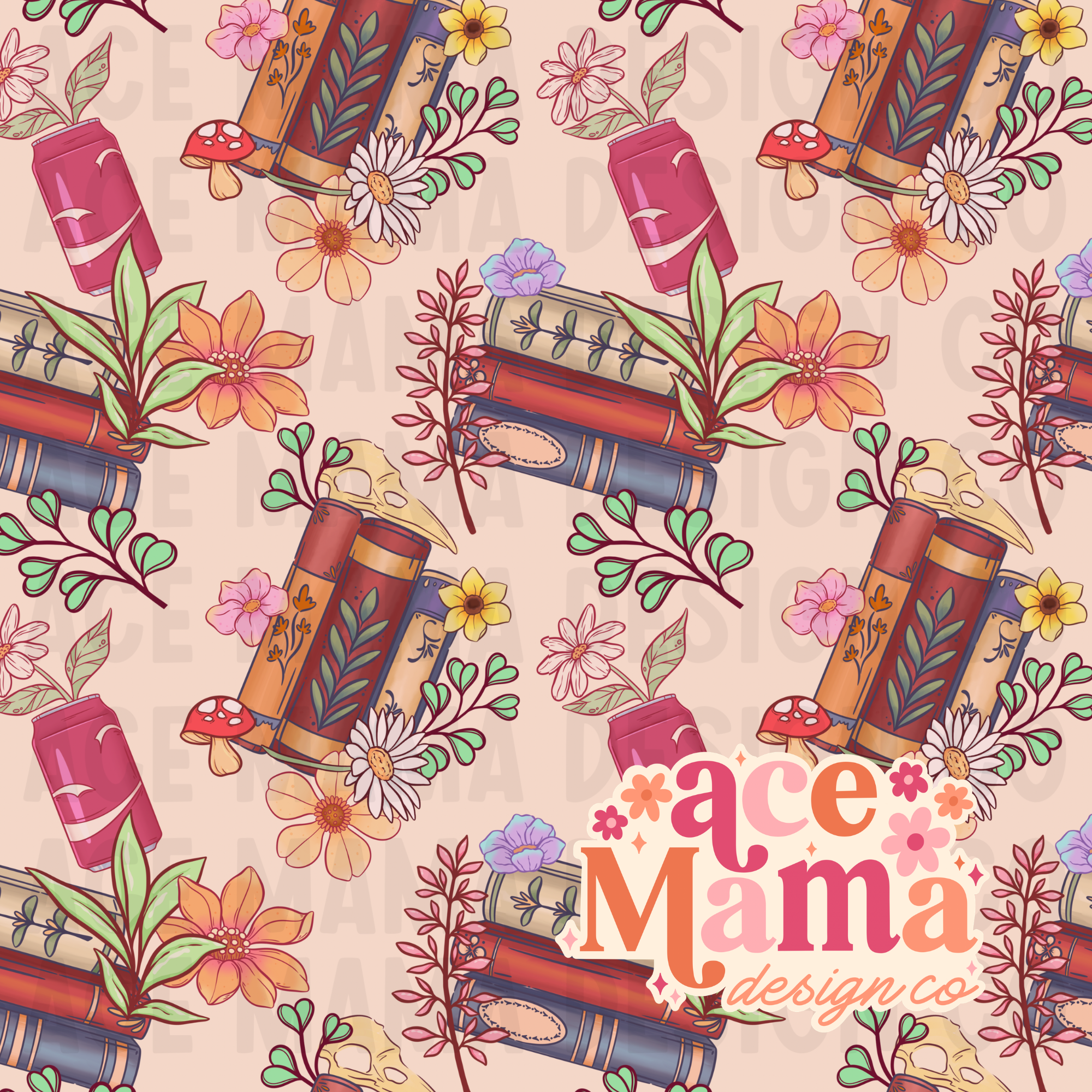 Floral Bookish Seamless
